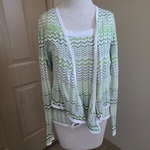 Vintage Belford cotton knit tank top and open-front cardigan set M scandi